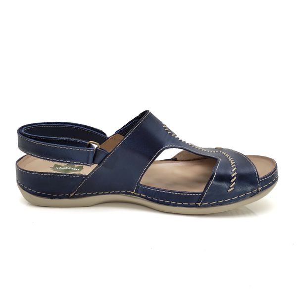 Sandália Feminina Ortopédica de Couro Legítimo e Palmilha Gel - Azul (BE 002)