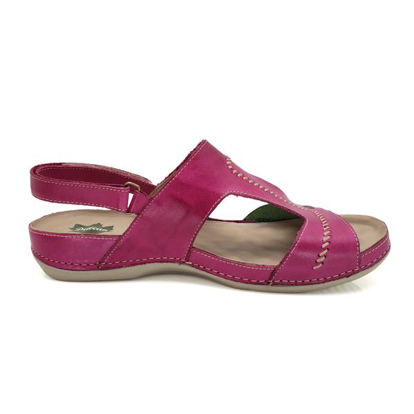 Sandalia Feminina Ortopédica Confortável de Couro Legítimo e Palmilha Gel - Pink/Pistache (BE 002)