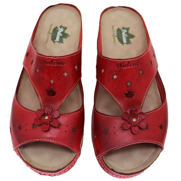 Sandália Feminina de Couro Legítimo e Palmilha Gel - Vermelho (BE 003)