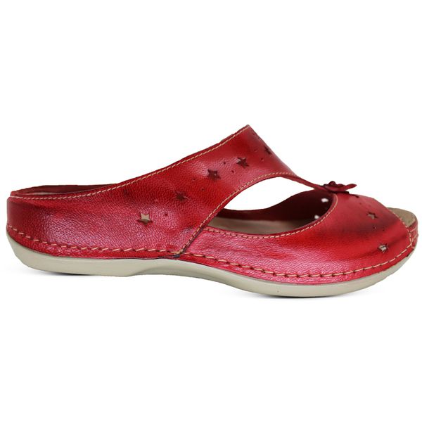 Sandália Feminina de Couro Legítimo e Palmilha Gel - Vermelho (BE 003)