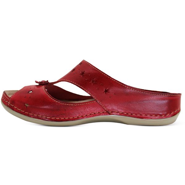 Sandália Feminina de Couro Legítimo e Palmilha Gel - Vermelho (BE 003)
