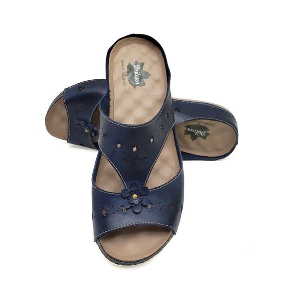 Sandália Feminina Ortopédica de Couro Legítimo e Palmilha Gel - Azul (BE 003) 