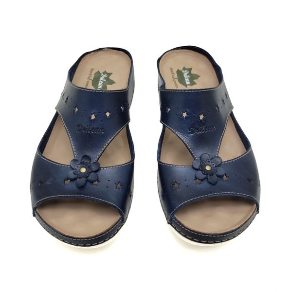 Sandália Feminina Ortopédica de Couro Legítimo e Palmilha Gel - Azul (BE 003) 