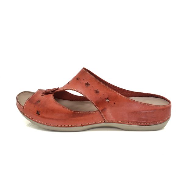 Sandália Feminina Anatômica de Couro Legítimo e Palmilha Gel - Coral (BE 003)