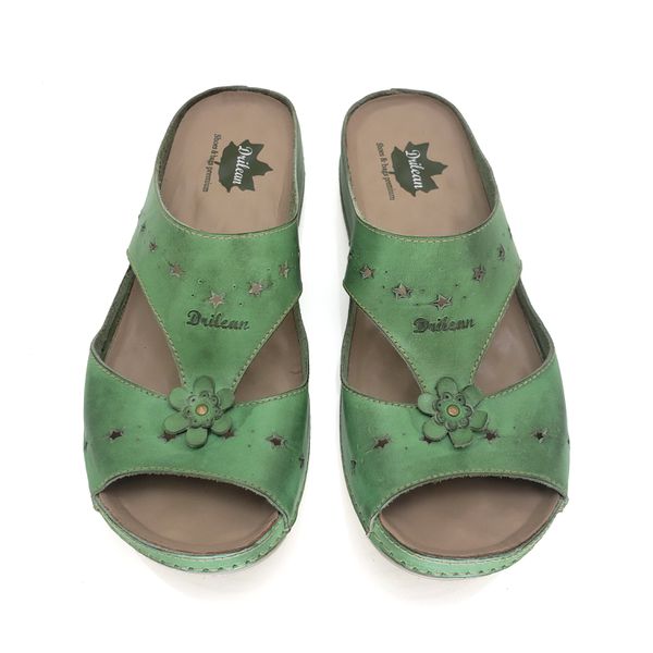 Sandália Feminina Ortopédica de Couro Legítimo e Palmilha Gel - Pistache - 35 (BE003) OUTLET