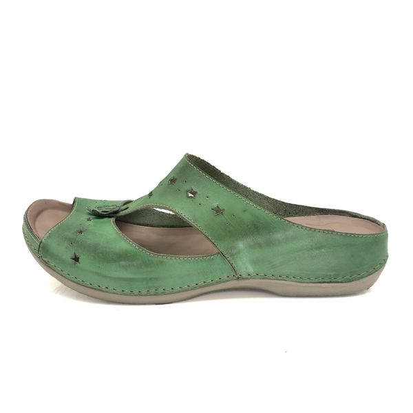 Sandália Feminina Ortopédica de Couro Legítimo e Palmilha Gel - Pistache - 35 (BE003) OUTLET