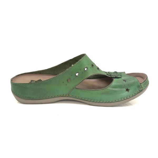 Sandália Feminina Ortopédica de Couro Legítimo e Palmilha Gel - Pistache - 35 (BE003) OUTLET