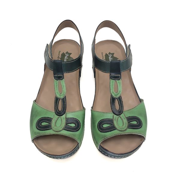 Sandalia Feminina Ortopédica de Couro LegItimo e Palmilha Gel - Verde (BE 004)