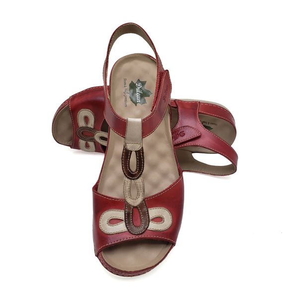 Sandália Feminina Ortopédica de Couro Legítimo e Palmilha Gel - Vermelho (BE004) 39 OUTLET