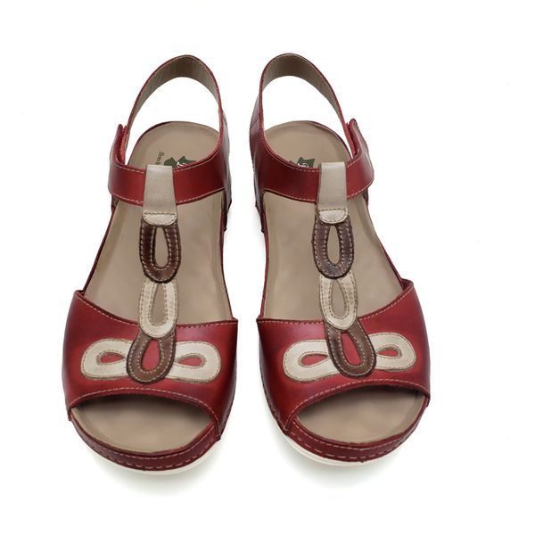 Sandália Feminina Ortopédica de Couro Legítimo e Palmilha Gel - Vermelho (BE004) 39 OUTLET