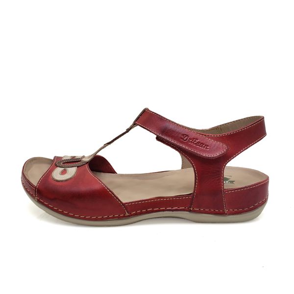 Sandália Feminina Ortopédica de Couro Legítimo e Palmilha Gel - Vermelho (BE004) 39 OUTLET