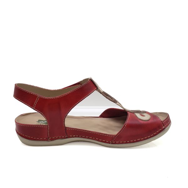 Sandália Feminina Ortopédica de Couro Legítimo e Palmilha Gel - Vermelho (BE004) 39 OUTLET