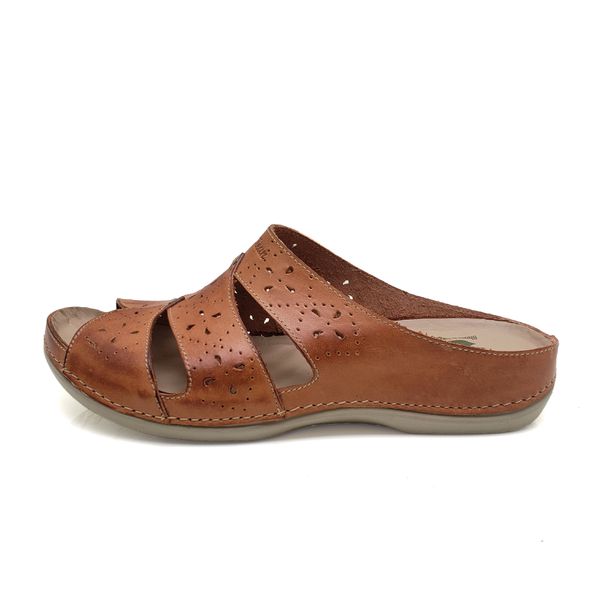Sandália Feminina Ortopédica de Couro Legítimo e Palmilha Gel - Laranja - 33 - 35 (BE005) OUTLET