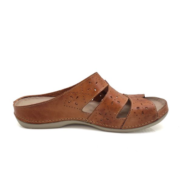 Sandália Feminina Ortopédica de Couro Legítimo e Palmilha Gel - Laranja - 33 - 35 (BE005) OUTLET