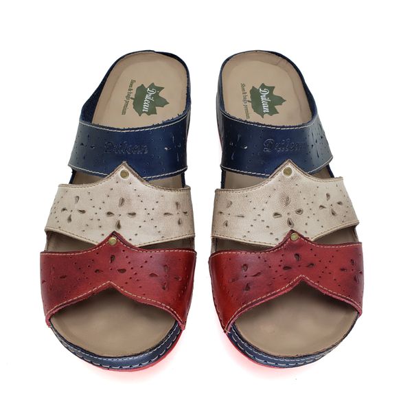 Sandália Feminina Ortopédica de Couro Legítimo e Palmilha Gel - Azul - 34 (BE005) OUTLET