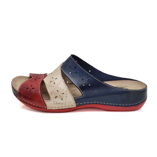 Sandália Feminina Ortopédica de Couro Legítimo e Palmilha Gel - Azul - 34 (BE005) OUTLET