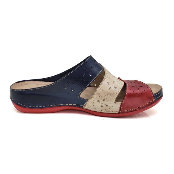 Sandália Feminina Ortopédica de Couro Legítimo e Palmilha Gel - Azul - 34 (BE005) OUTLET