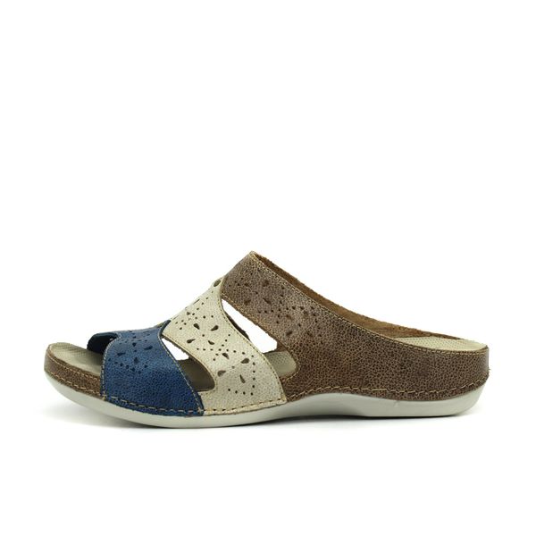 Sandália Feminina Ortopédica de Couro Legítimo com Palmilha Gel - Bicolor Fendi (BE005)