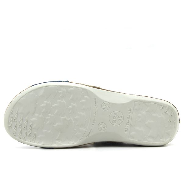 Sandália Feminina Ortopédica de Couro Legítimo com Palmilha Gel - Bicolor Fendi (BE005)