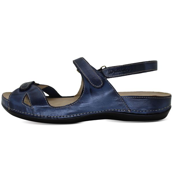 Sandália Feminina de Couro Legítimo e Palmilha Gel - Azul (BE 006)