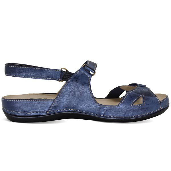 Sandália Feminina de Couro Legítimo e Palmilha Gel - Azul (BE 006)