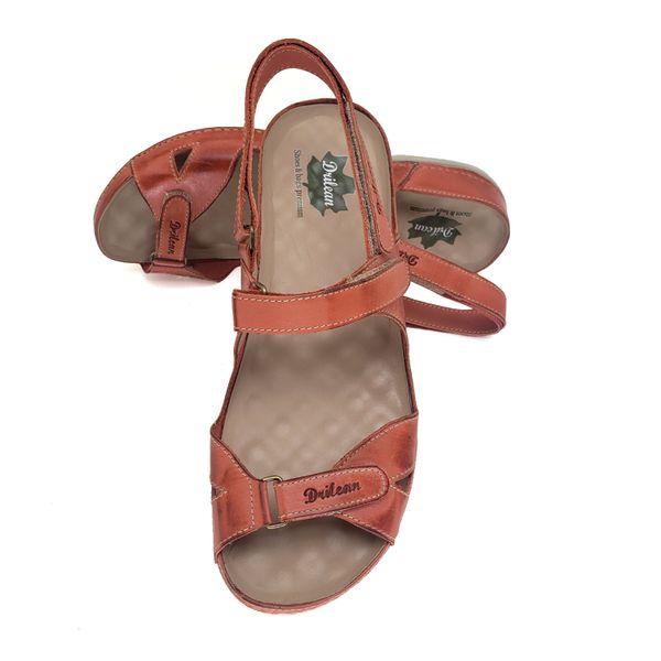 Sandalia Feminina Ortopédica de Couro Legítimo e Palmilha Gel - Coral (BE 006)