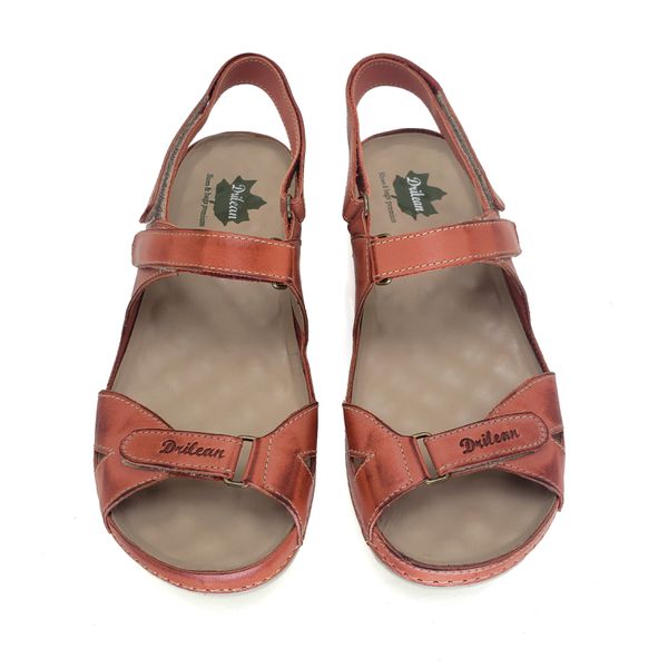 Sandalia Feminina Ortopédica de Couro Legítimo e Palmilha Gel - Coral (BE 006)