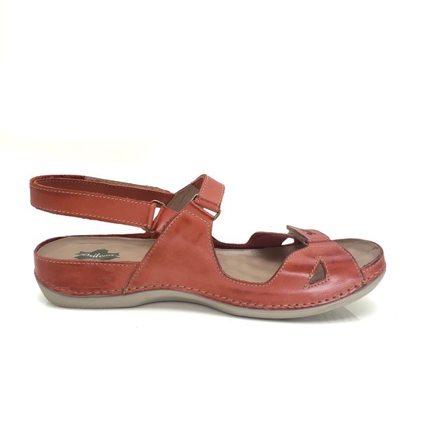 Sandalia Feminina Ortopédica de Couro Legítimo e Palmilha Gel - Coral (BE 006)