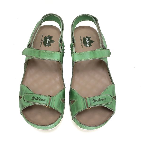 Sandália Feminina Ortopédica de Couro Legítimo e Palmilha Gel - Pistache - 36 (BE006) OUTLET