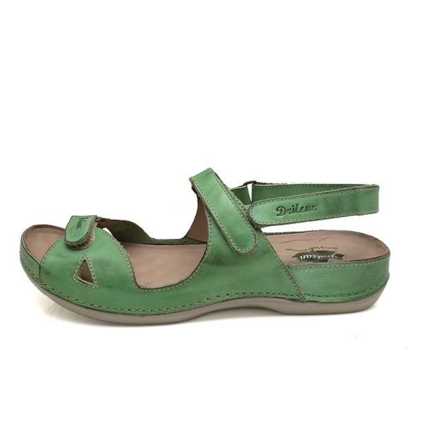 Sandália Feminina Ortopédica de Couro Legítimo e Palmilha Gel - Pistache - 36 (BE006) OUTLET