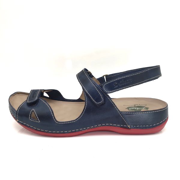 Sandália Feminina Ortopédica de Couro Legítimo e Palmilha Gel - Azul (BE006) 36 OUTLET