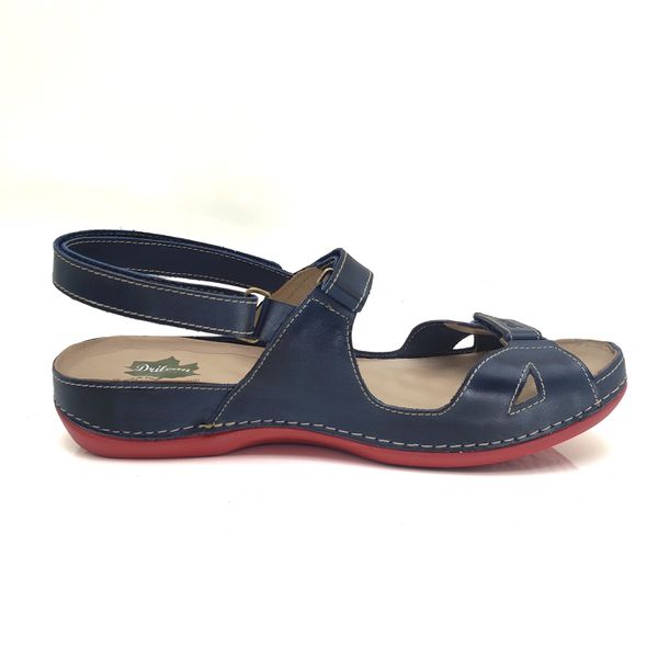 Sandália Feminina Ortopédica de Couro Legítimo e Palmilha Gel - Azul (BE006) 36 OUTLET