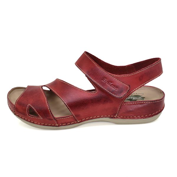 Sandália Feminina Ortopédica de Couro Legítimo e Palmilha Gel - Vermelho (BE 007)