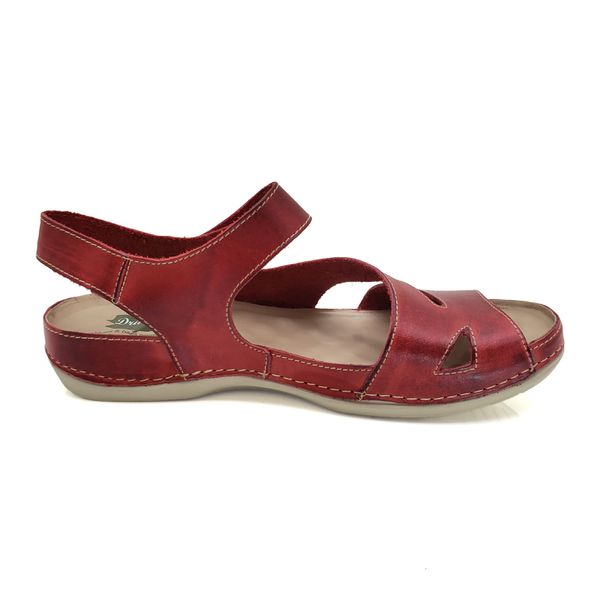 Sandália Feminina Ortopédica de Couro Legítimo e Palmilha Gel - Vermelho (BE 007)