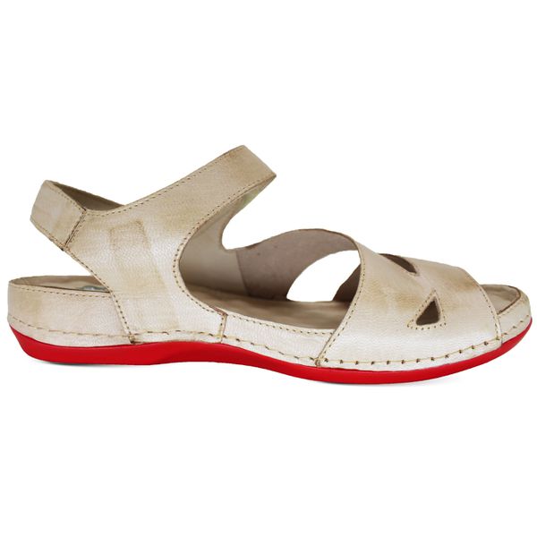 Sandália Feminina de Couro Legítimo e Palmilha Gel - Off White (BE 007)