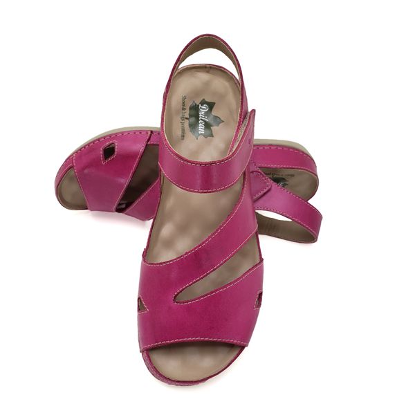 Sandalia Feminina Ortopédica Confortável de Couro Legítimo e Palmilha Gel - Pink (BE 007)