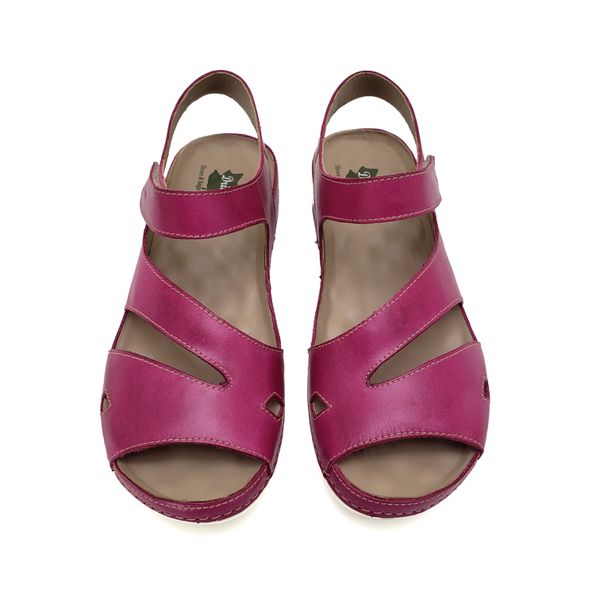 Sandalia Feminina Ortopédica Confortável de Couro Legítimo e Palmilha Gel - Pink (BE 007)