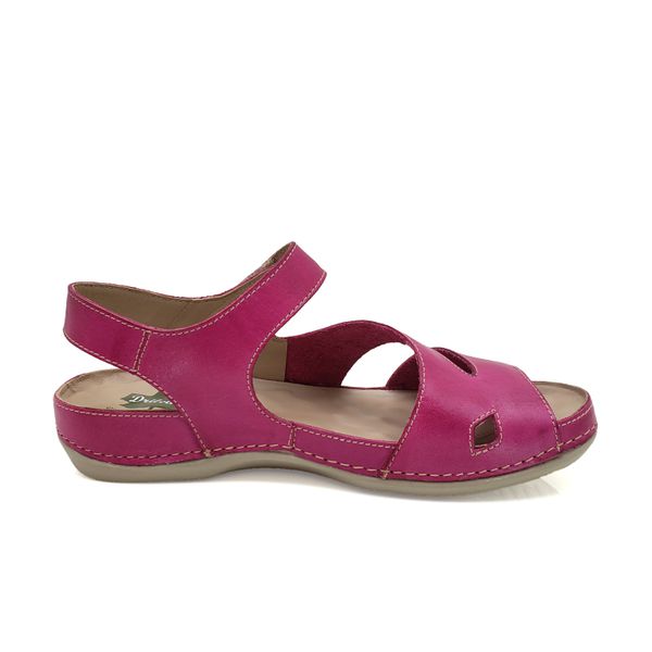 Sandalia Feminina Ortopédica Confortável de Couro Legítimo e Palmilha Gel - Pink (BE 007)