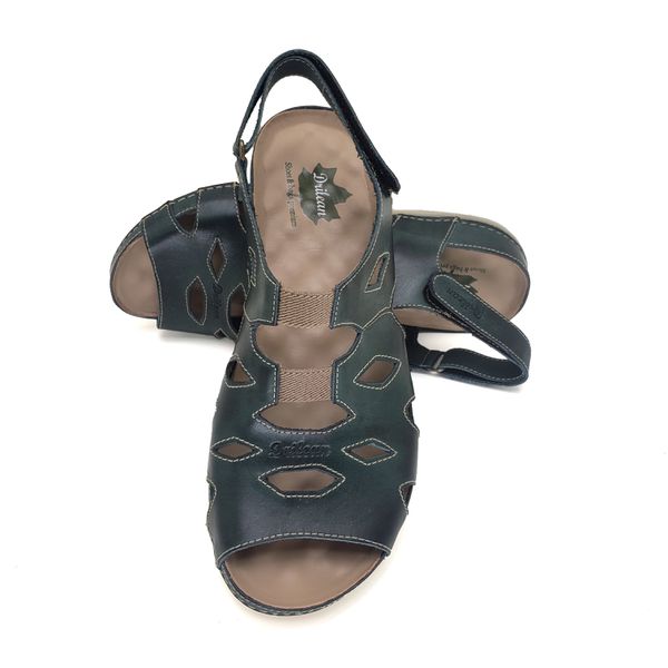 Sandália Feminina Ortopédica de Couro Legítimo e Palmilha Gel - Verde (BE 008)