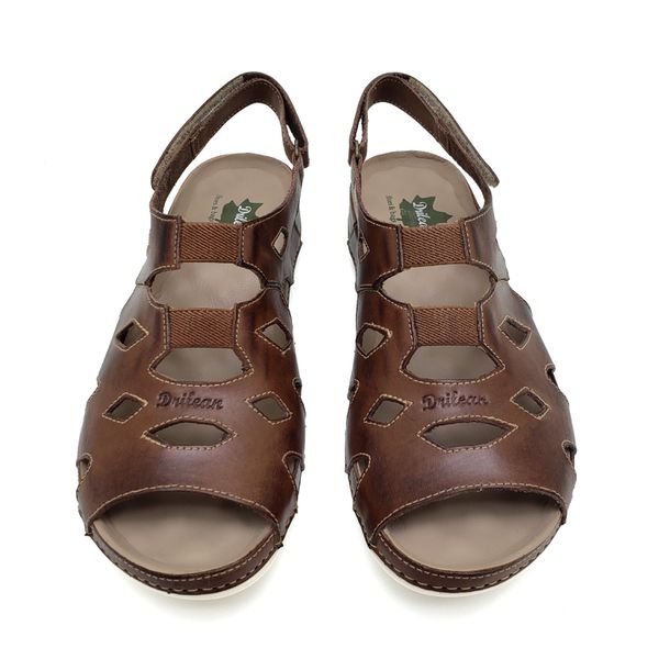 Sandalia Feminina Ortopédica Confortável de Couro Legítimo e Palmilha Gel - Castanho - 38 - 43 (BE008) OUTLET