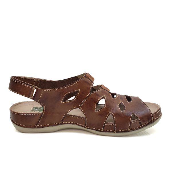 Sandalia Feminina Ortopédica Confortável de Couro Legítimo e Palmilha Gel - Castanho - 38 - 43 (BE008) OUTLET
