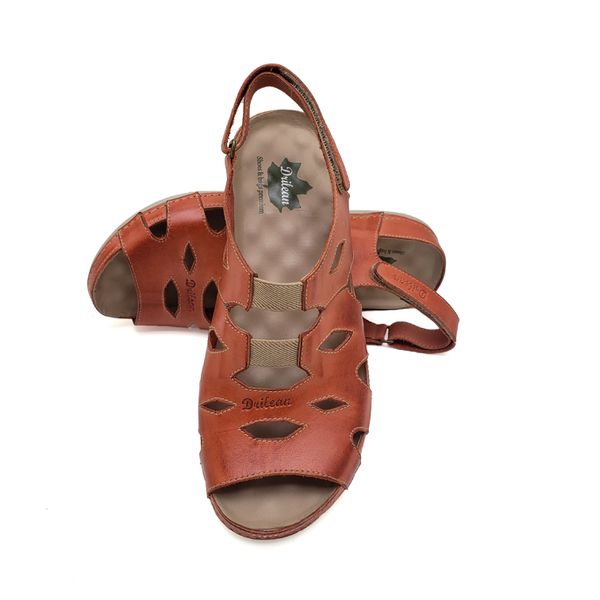 Sandalia Feminina Ortopédica de Couro Legítimo e Palmilha Gel - Coral (BE 008)