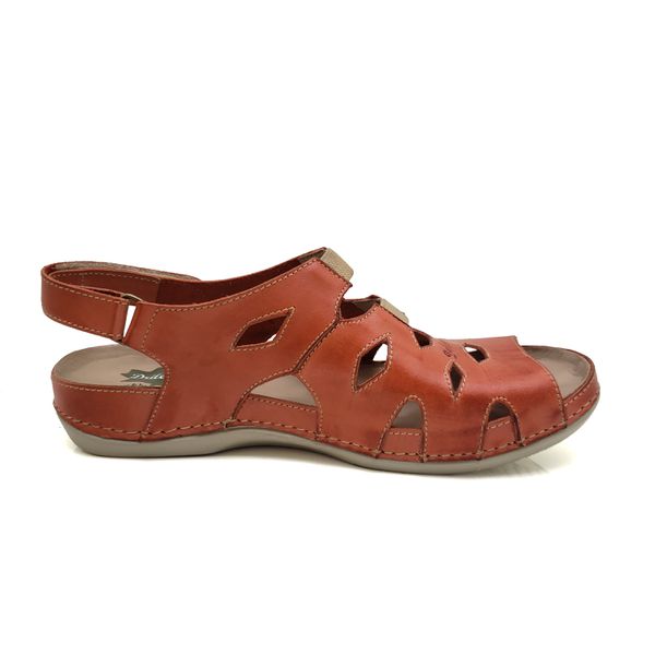 Sandalia Feminina Ortopédica de Couro Legítimo e Palmilha Gel - Coral (BE 008)