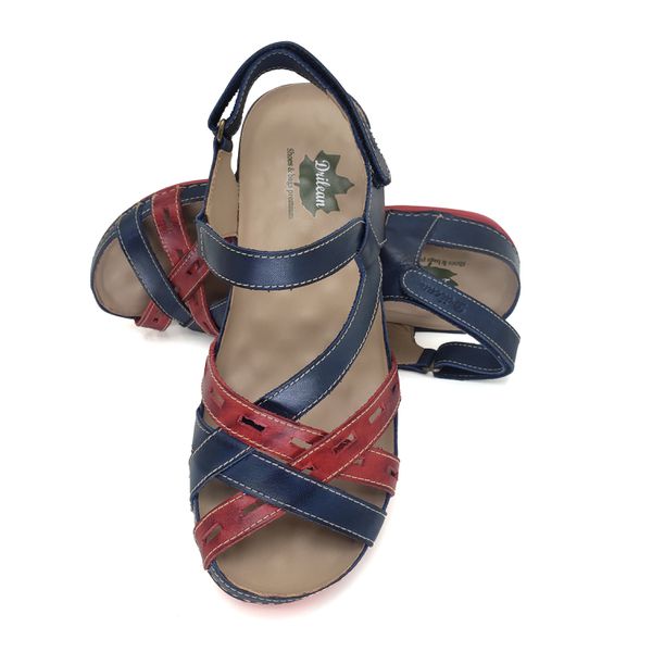 Sandalia Feminina Ortopédica Confortavel de Couro LegItimo e Palmilha Gel - Azul (BE 009)