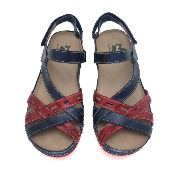 Sandalia Feminina Ortopédica Confortavel de Couro LegItimo e Palmilha Gel - Azul (BE 009)