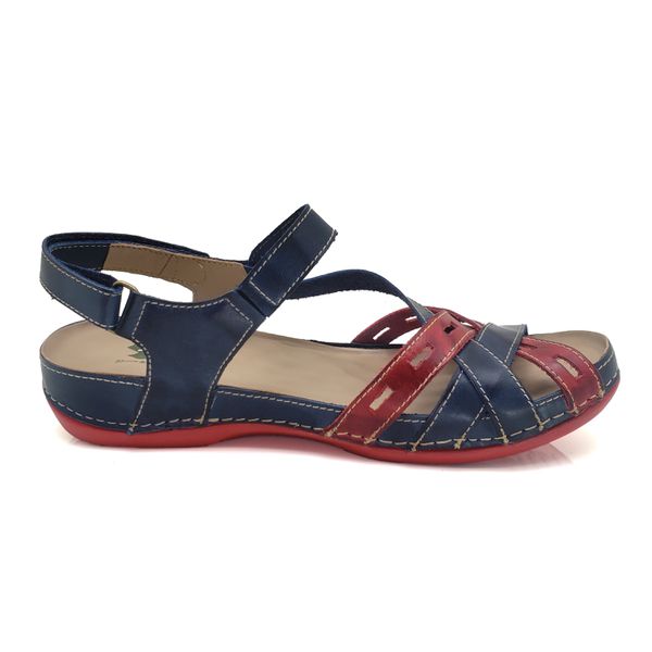 Sandalia Feminina Ortopédica Confortavel de Couro LegItimo e Palmilha Gel - Azul (BE 009)
