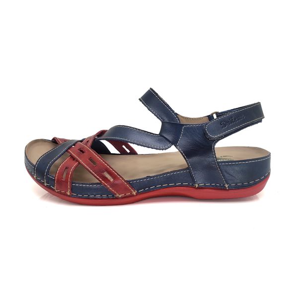 Sandalia Feminina Ortopédica Confortavel de Couro LegItimo e Palmilha Gel - Azul - 36 (BE009) OUTLET