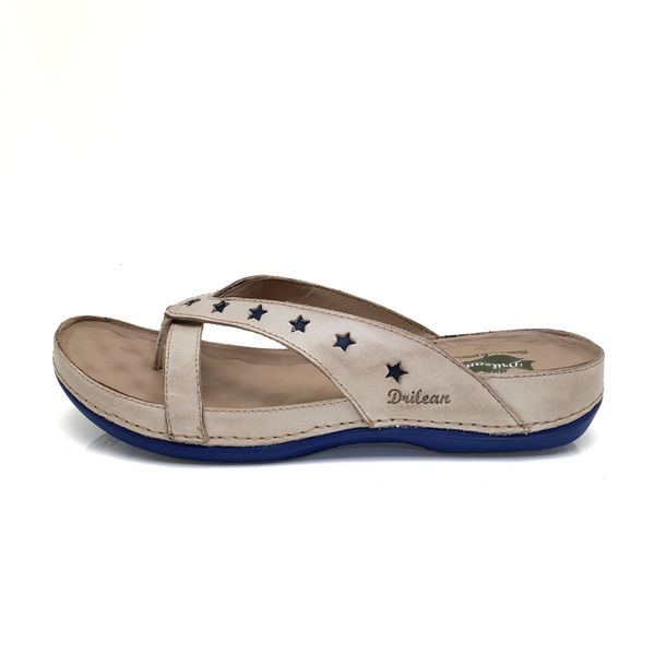 Sandalia Feminina Ortopédica Confortável de Couro Legítimo e Palmilha Gel - Off White - 33 (BE011) OUTLET