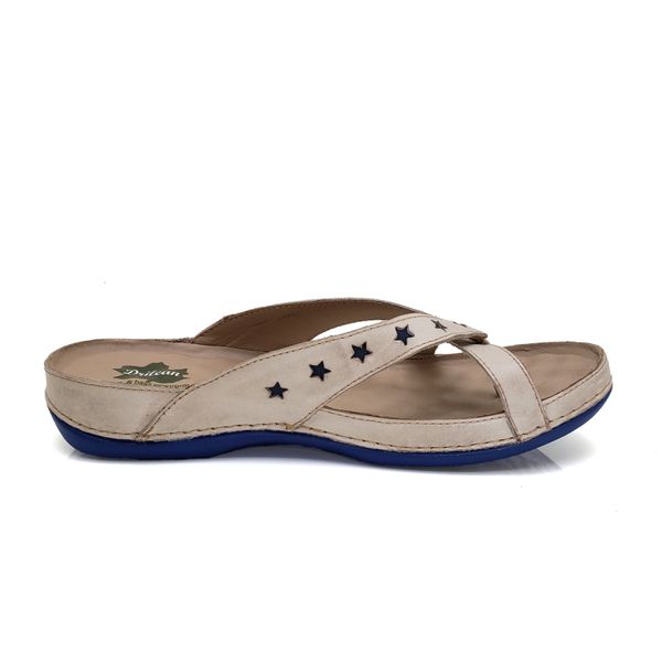 Sandalia Feminina Ortopédica Confortável de Couro Legítimo e Palmilha Gel - Off White - 33 (BE011) OUTLET
