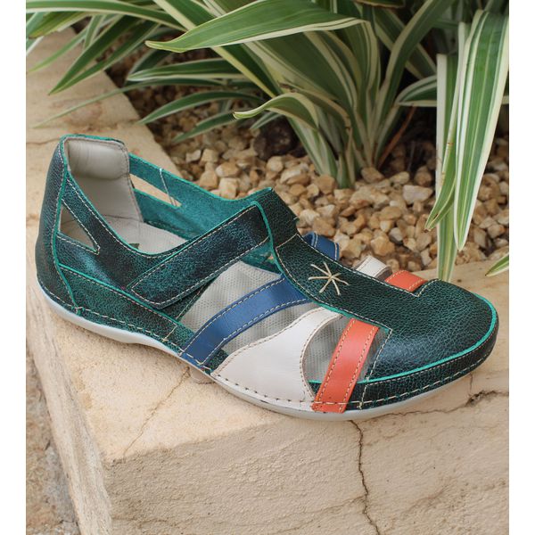 Sandália Feminina de Couro Legítimo com Palmilha em Gel - Verde (BE 012)